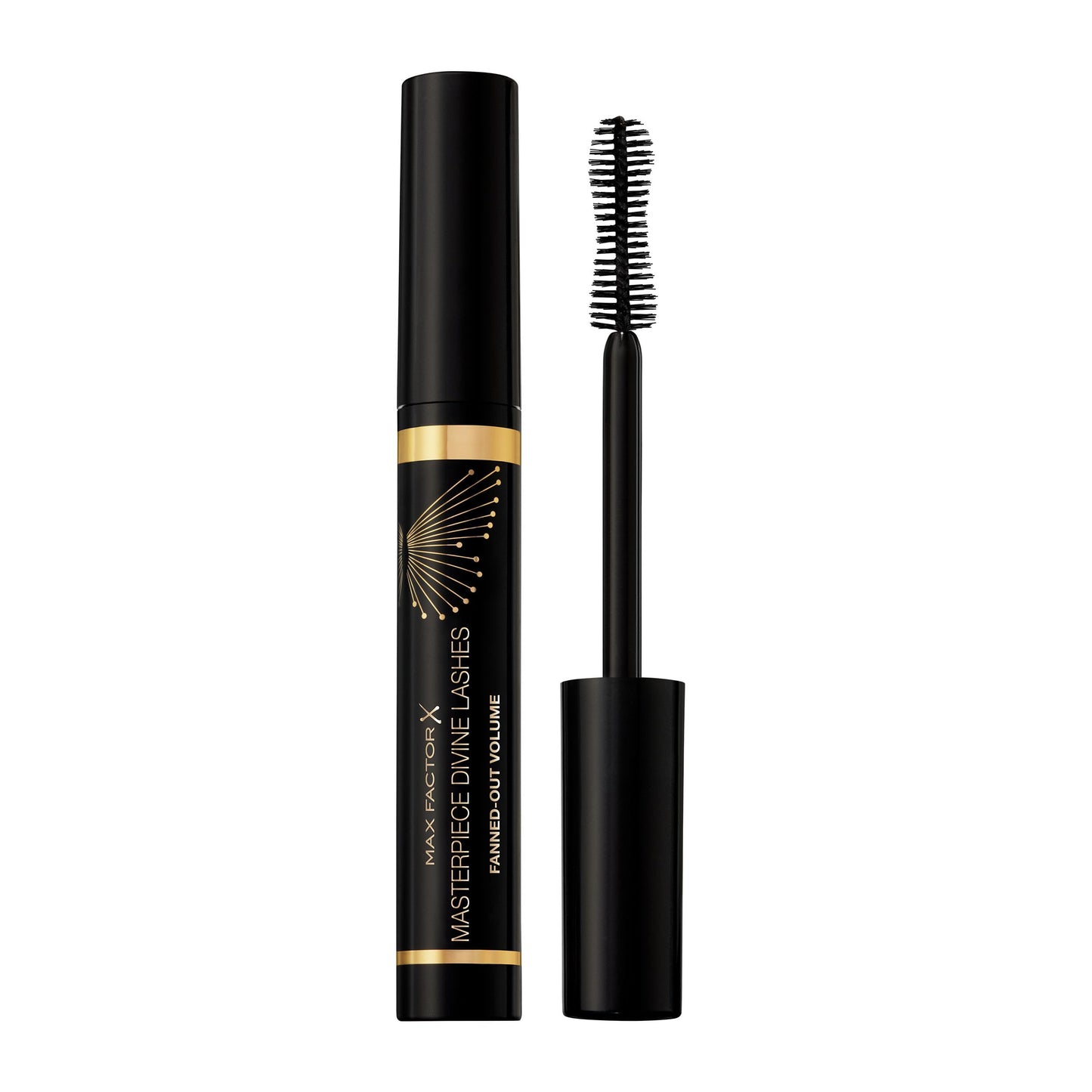 Max Factor Divine Lashes Mascara Rich Black 001, Ultimate Volume, Flutter Technology, 420-Fibre Silhouette Brush, Smooth & Clump Free, All Day Wear