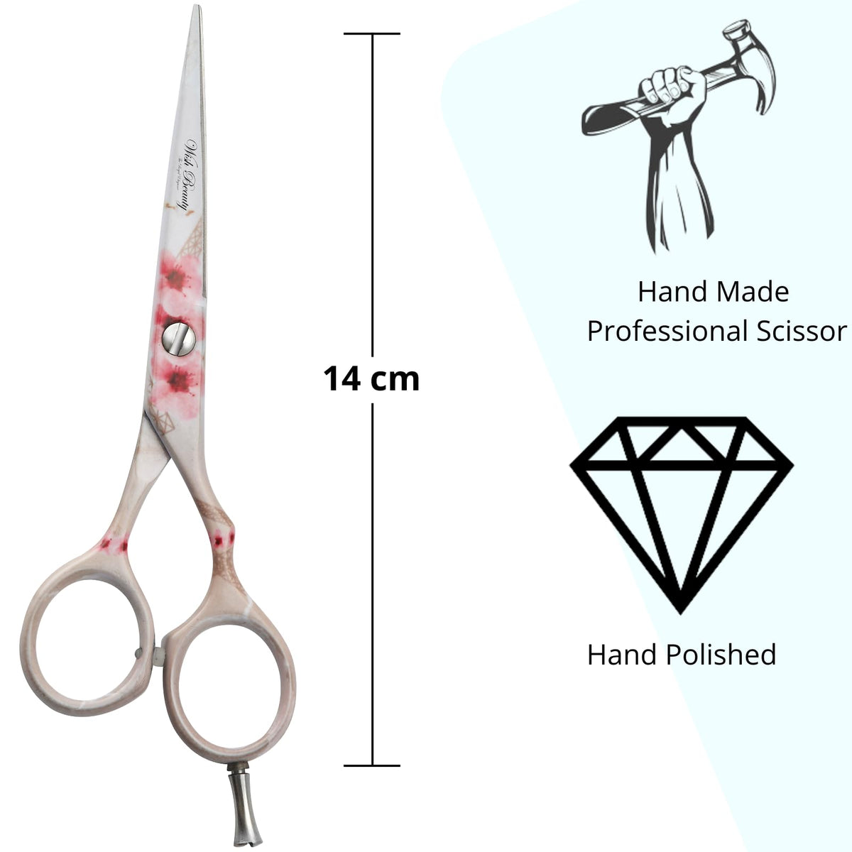 wish beauty,the royal elegance Wishbeauty Pre-Style Magic White Hair Scissors 5.5 Inches Offset Design Forged Special German Steel, Hair Cutting Scissors Shears, Barber Hairdressing Scissor Salon Razor Edge (Magic White)