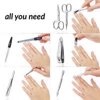 marQus Solingen Manicure Set for Women & Men - 7-Piece Pedicure Kit Made in Germany with Nail Nippers - Elegant and Handy Fashion Leather Case - Ideal as a Gift, for Travelling or Home Use, Carbon