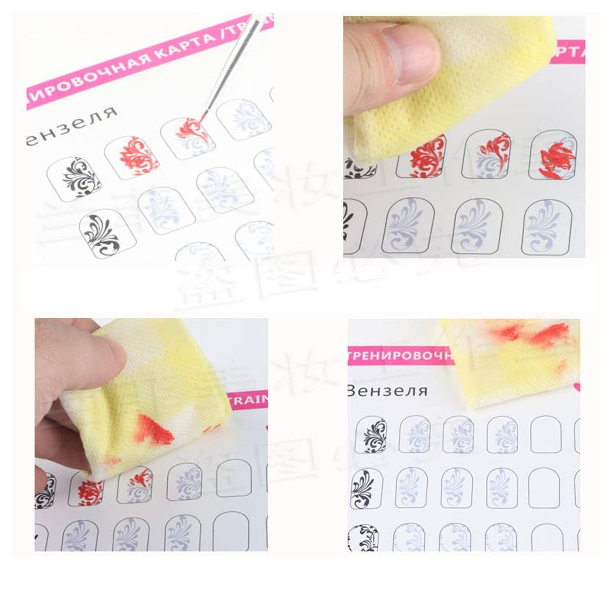 Shanrya Nail Training Mat, Nail Art Practice Sheet 12 Washable Modes for Nail Art Beginners