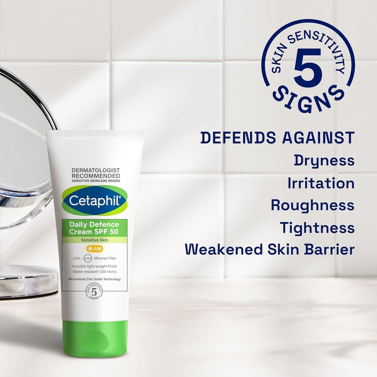 Cetaphil Daily Defence SPF for Sensitive Skin, SPF 30 Moisturiser/SPF 50 Mineral Sunscreen