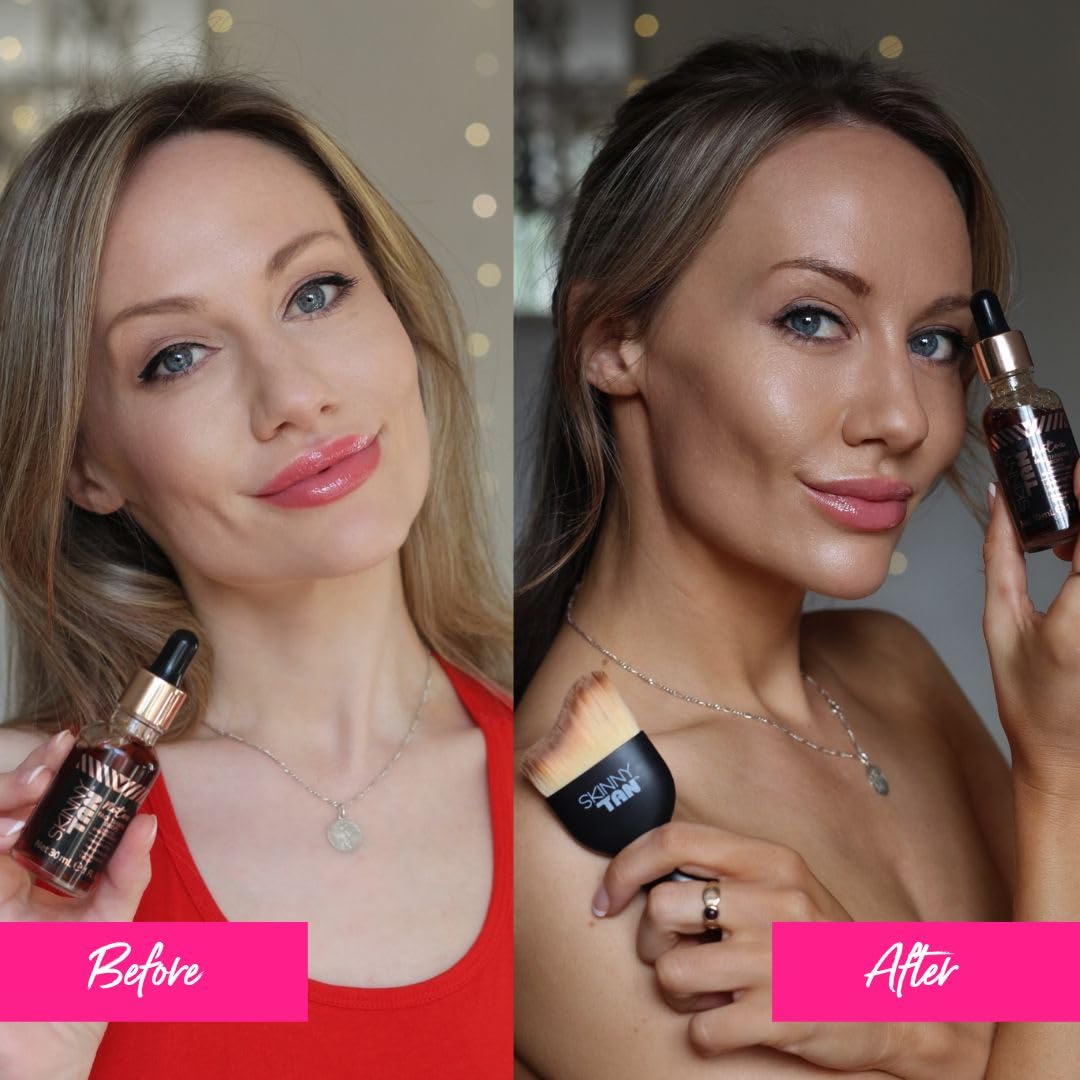 Skinny Tan Notox Moisturising Face Tanning Drops - Gradual Fake Tan Face Serum with Vegan Collagen, Cruelty-Free, Paraben Free & Vegan Skincare - Dark Self Tan, 30ml