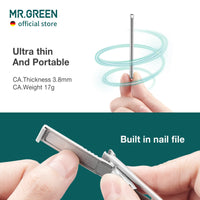 MR.GREEN Ultra Thin Nail Clippers Advanced Precision Technology Nail Cutters with Cow Leather Cover Superior Texture Manicure Tools (Dark Brown)