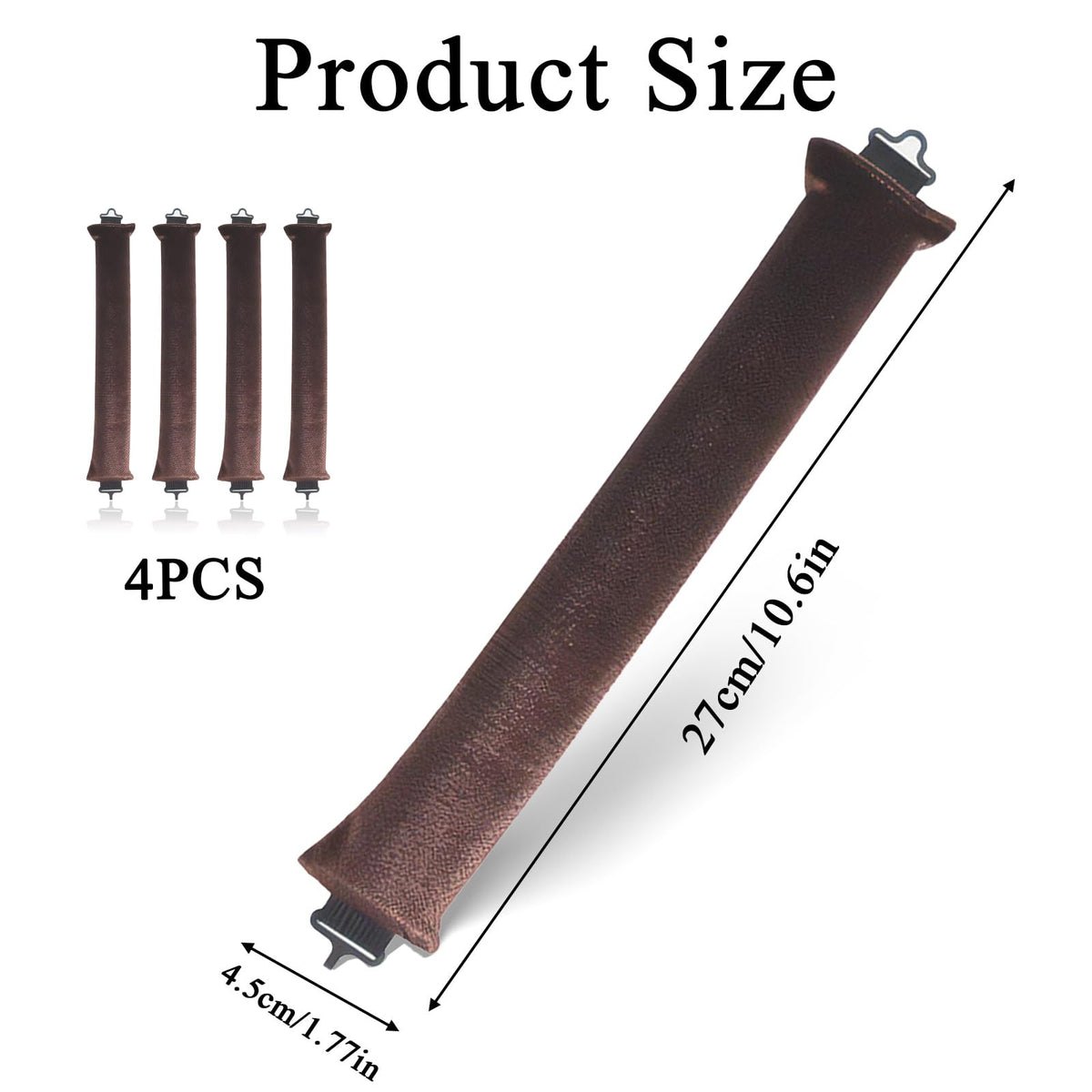 LIYANHU 4 Pcs Heatless Blowout Rods, Brown Overnight Blowout Rods, Heatless Curls, Heatless Curling Rod, Blow out Rods - No Heat Curls to Sleep for Curl Rods, Women Long Hair for All Hair