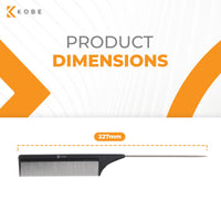 Kobe Professional Carbon Tapered Cutting Comb, Compact, Coarse Fine 2 Teeth sizes, Shatter-Proof, Anti-Static, Barbers, Salon Hairdresser Hair Care Tools For Men And Women, strong 18cm Long