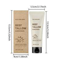 Trendyfave Grass-Fed Tallow Sunscreen Spf 30, Organic Face Sun Cream, Suncream Instant Sun Protection, Spf 30 Tallow Face Moisturiser, Non-Greasy, Reef-Safe Formula For FacE & Body | 57g Travel-Friendly