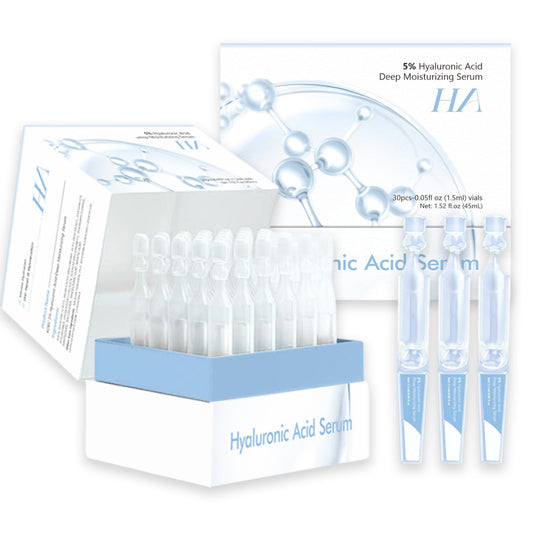 Trendyfave 30Pcs 5% Hyaluronic Acid Serum, Ultra Hydrating Serum, Hyaluronic Acid Seru m for Face, Lightweight Essence for Glass Skin, Pre-Makeup Skincare, Plumping & Anti-Aging, Long-Lasting Hydration