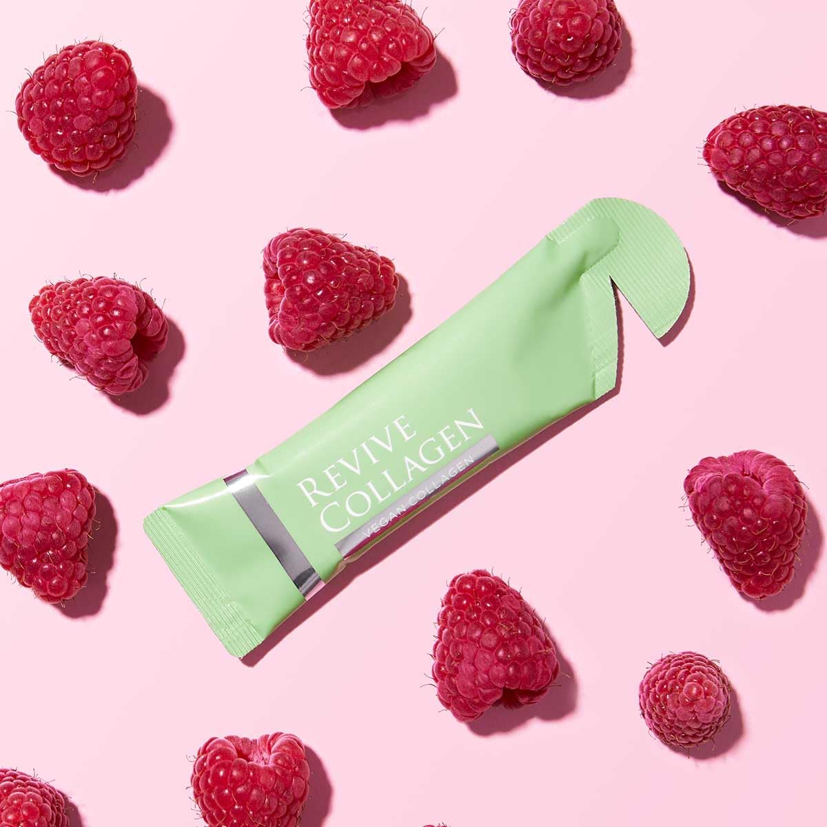 Revive Collagen 2500mg Plant Based Vegan Collagen with Added Vitamin B, C, D & E, Improved Skin, Hair & Nails | Raspberry Flavour | 14 Days