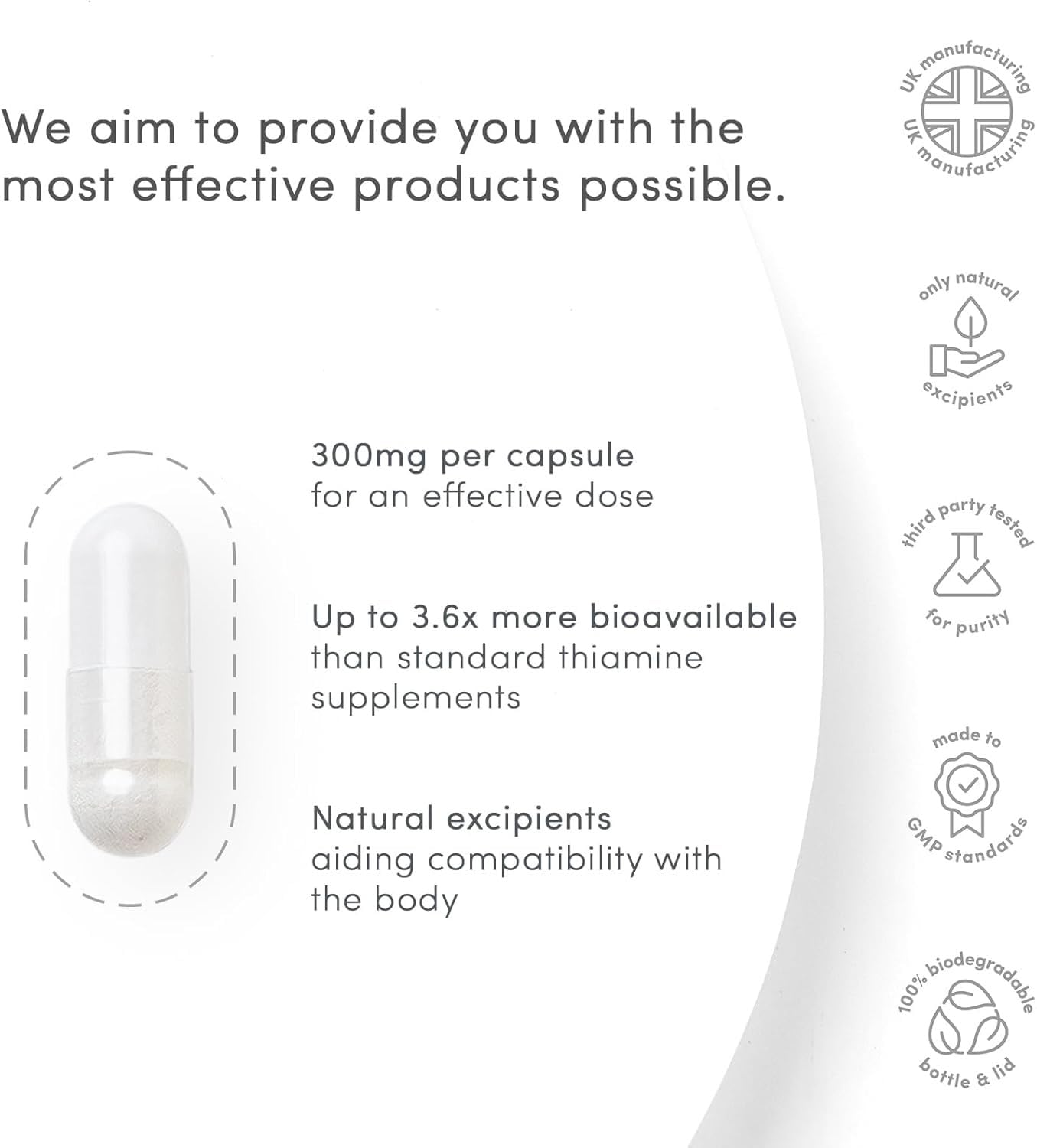 vP Vitality Pro Benfotiamine Vitamin B1 Supplement, 120 Capsules - Fat Soluble 300mg B1 Vitamin for Heart & Cognitive Support - Easy to Swallow Vegan Dietary Supplements for Men & Women