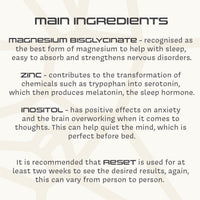 Cell Evolution Reset, Sleep Aid Supplement, Magnesium Bisglycinate, Inositol, Pantothenic Acid, Zinc and Vitamin B6, Sleep Supplements for Adults, Deep Sleep, Sleeping Tablets, 120 Capsules