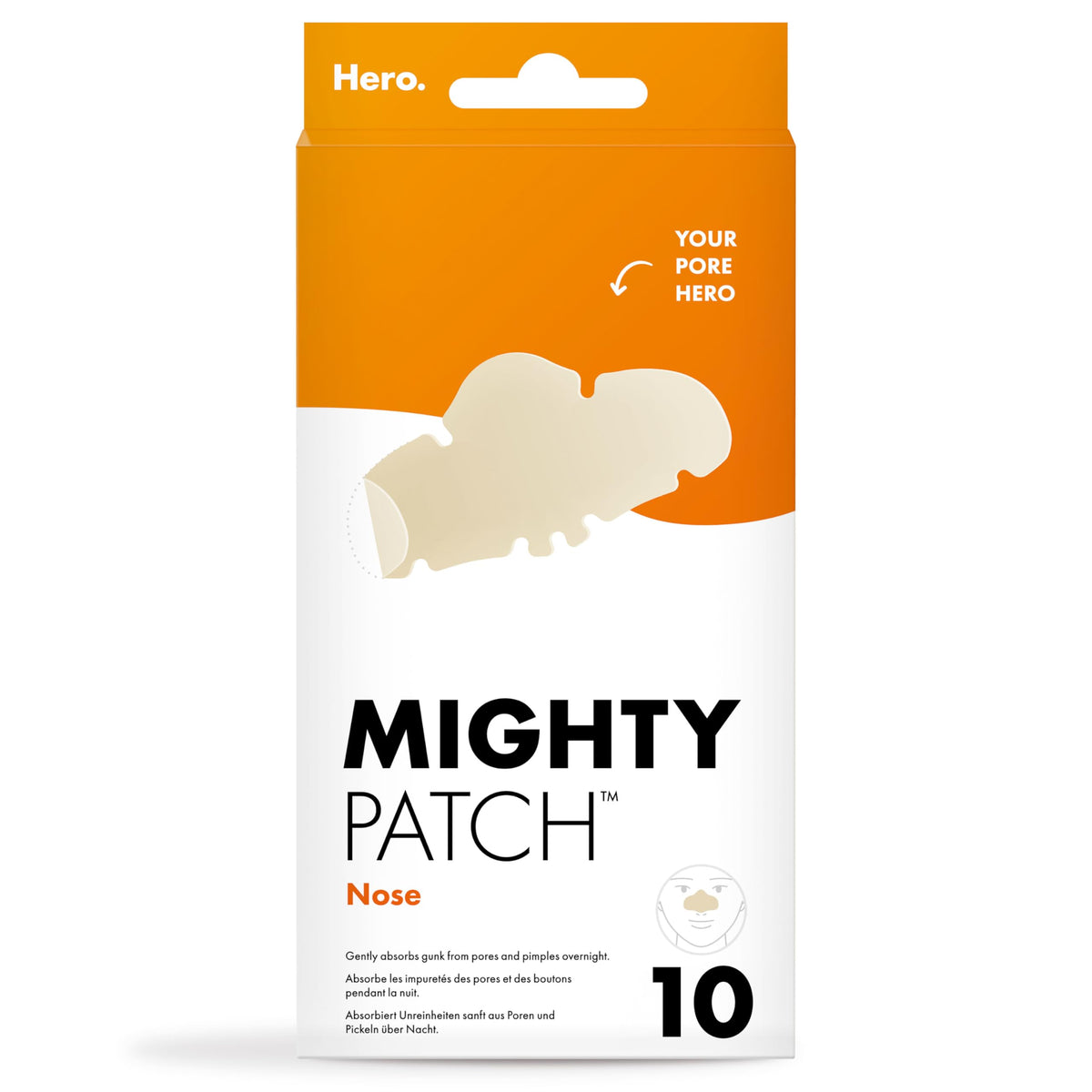 HERO COSMETICS Hero Cosmetics Mighty Patch Nose, XL Hydrocolloid Spot Patches for Overnight Use, Absorb Gunk in 6 to 8 Hours, 10 Patches