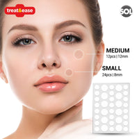 36pk Spot & Cold Sore Patches | 12pcs 8mm & 24pcs 12mm Skin Care Pimple Patches | Acne Patch Hydrocolloid Patches | Face Care Spot Patches | Pimple Patch Acne Patches Hydrocolloid Patch + SOL Sticker