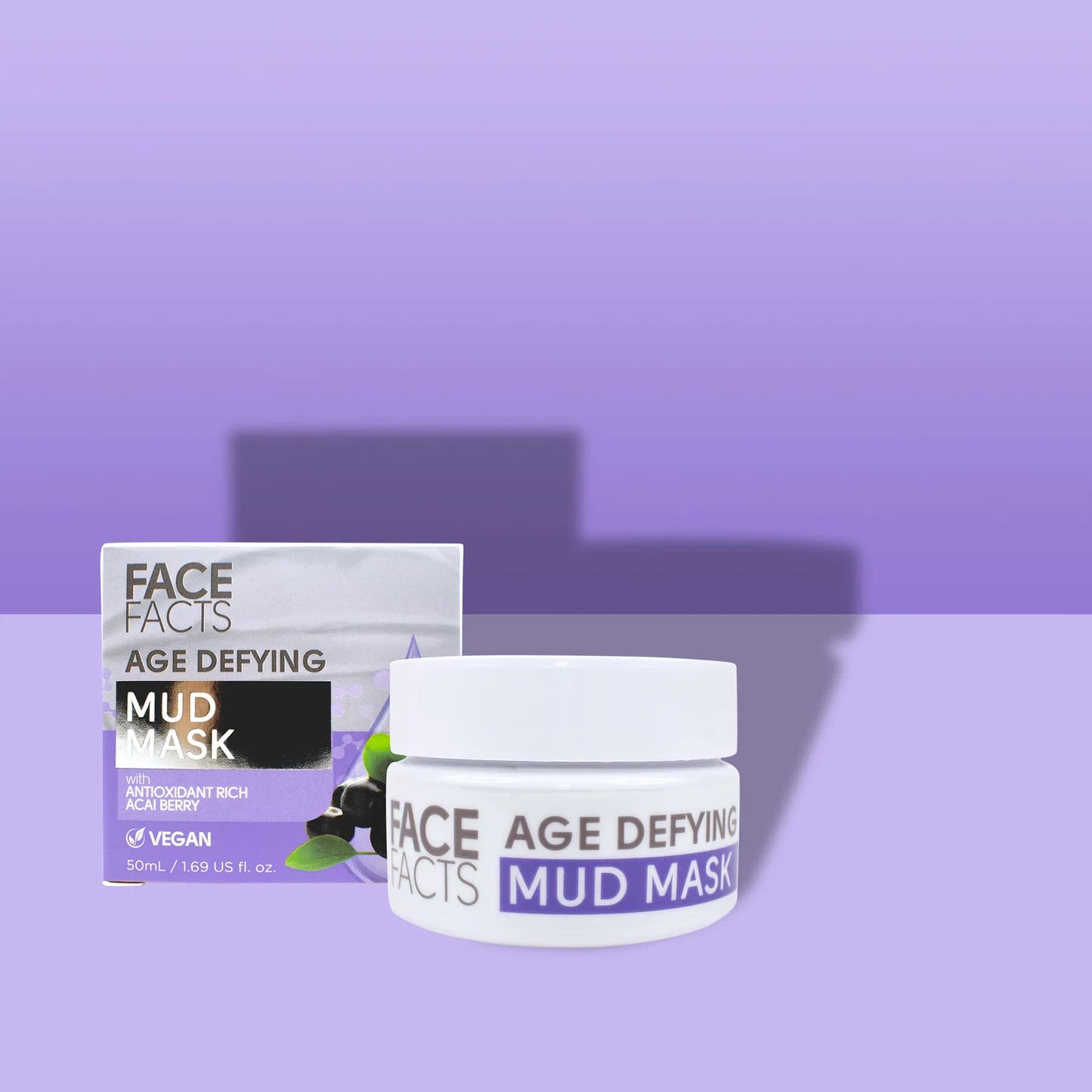 Face Facts Age Defying Mud Mask | Cleanses + Brightens | Acai Berry | 50ml