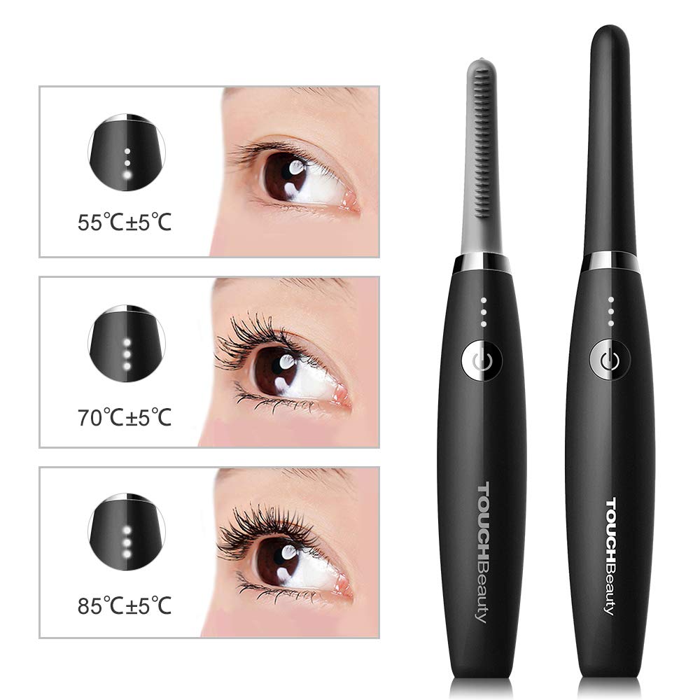 TOUCHBeauty Electric Heated Eyelash Curler, Portable, Smart Adjustable Temperature, Fast Heating, Black