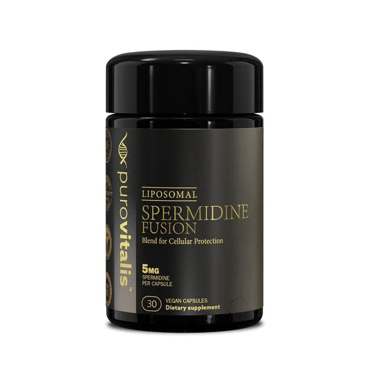 PUROVITALIS Spermidine Fusion 5mg, 30 Servings (30 Vegan Capsules), with Zinc, Vitamin D3 & B12, Anti-ageing Supplement
