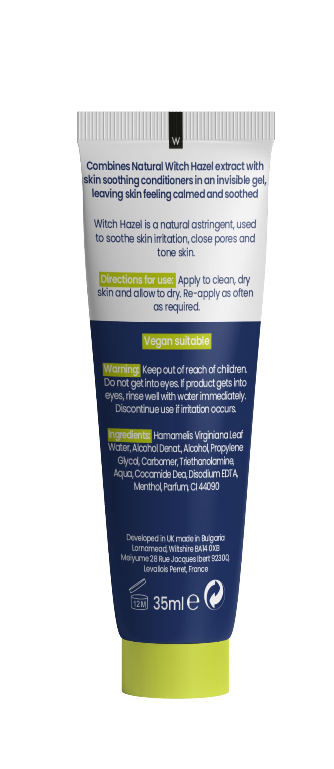 Witch Doctor Gel 35ml with Witch Hazel, helps calm and soothe skin. Packaging may vary