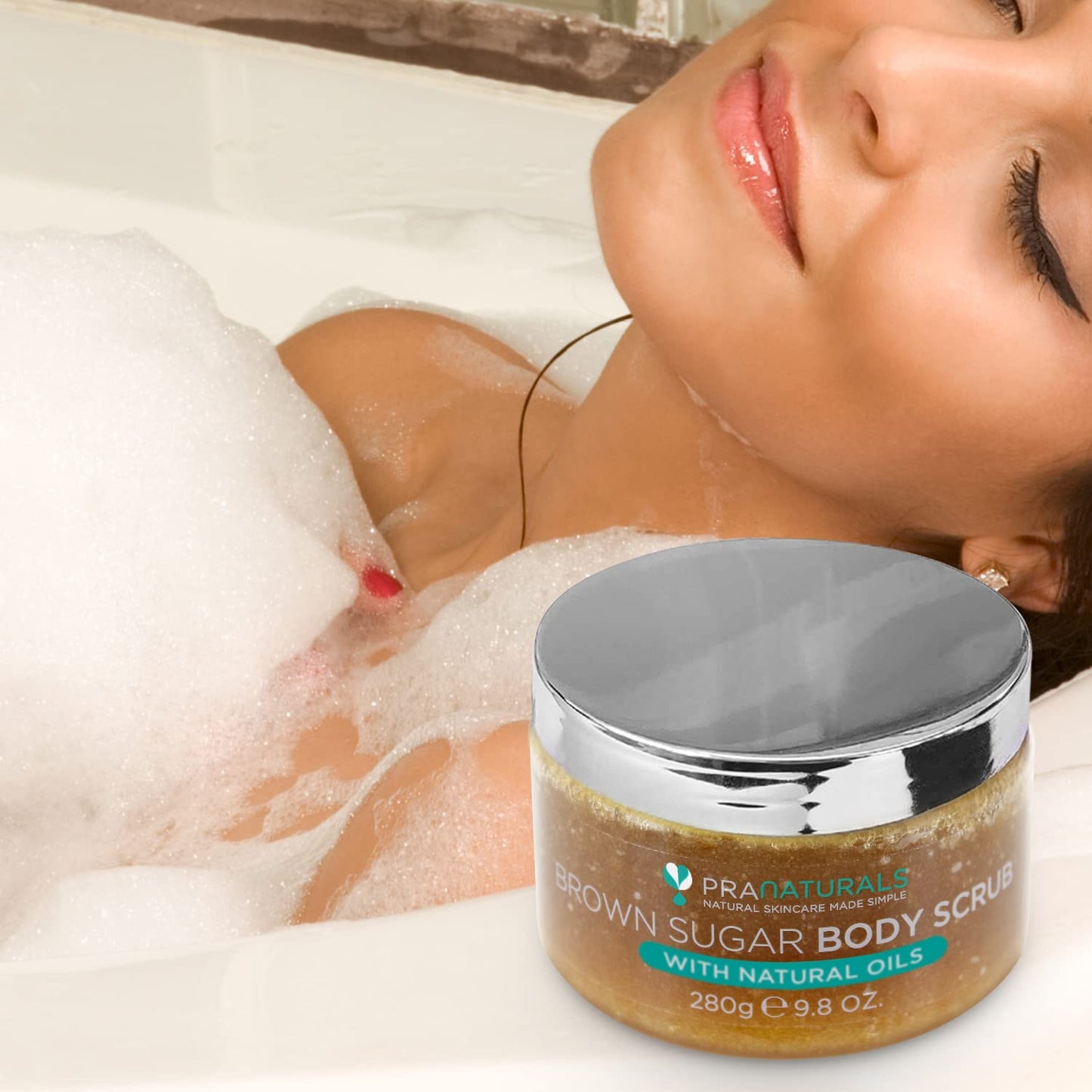 PraNaturals Brown Sugar Body Scrub - Natural Exfoliating Body Scrub - Gently Removes Dead, Dry Skin Cells - 280g