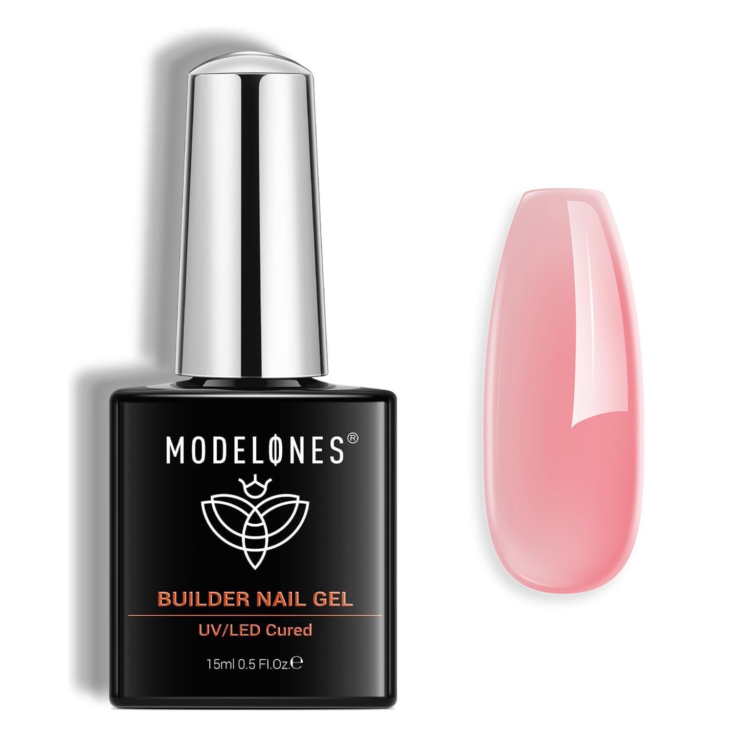 Modelones Nail Builder Gel, Jelly Pink Builder for Nails, Hard Gel Nail Strengthener Extension Rhinestone False Nail Tips Glue Gel in a Bottle 15ML