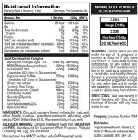Animal Flex Powder – All-In-One Complete Joint Support Supplement–Contains Collagen, Turmeric Root, Curcumin, Glucosamine & Chondroitin – Helps Repair & Restore Joints – Blue Raspb. Flavour, 30 Scoops