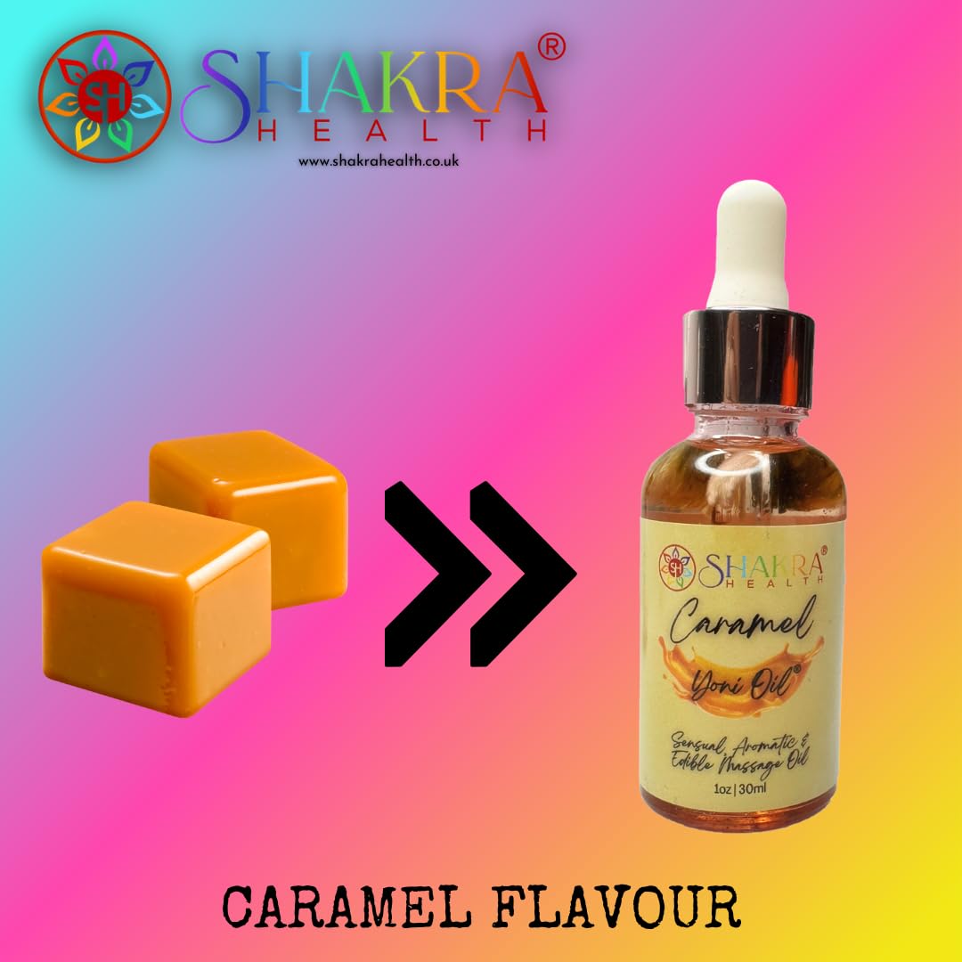 SH SHAKRA HEALTH Yoni Oil Caramel Scented Body Massage Oil (30ml) Non-Greasy, Non-Sticky Moisturizer – Hydrating Formula for Smooth Skin – Organic & Vegan