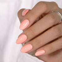 KQueenest Nude Pink Press on Nails Short Oval, Short False Nails with Glue, Opaque Solid Peach Pink Fake Nails Press ons, Reusable Soft Gel Stick on Nail for Women Finger Decoration, 24 Pcs