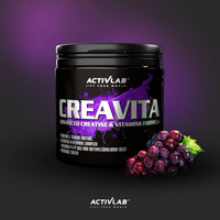 Activlab CREAVITA | Jar 300g | 30 Servings | Grape Flavor | creatine | Taurine | B Vitamins | Increasing Strength | Powder | 3X lab Tested