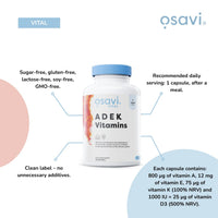 OSAVI Osavi ADEK Vitamins – 60 Softgels | Supports Immunity, Bones & Skin | Natural Beta–Carotene, D3, E & K2 for Immune Defense, Strong Bones, Healthy Skin, Vision & Muscle Function