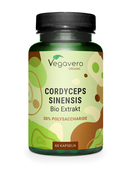 Vegavero Cordyceps Sinensis Organic 7800mg | Organic Mushroom Extract (12:1) | 30% Polysaccharides & Polyphenols | NO Additives | Lab-Tested | Vegan