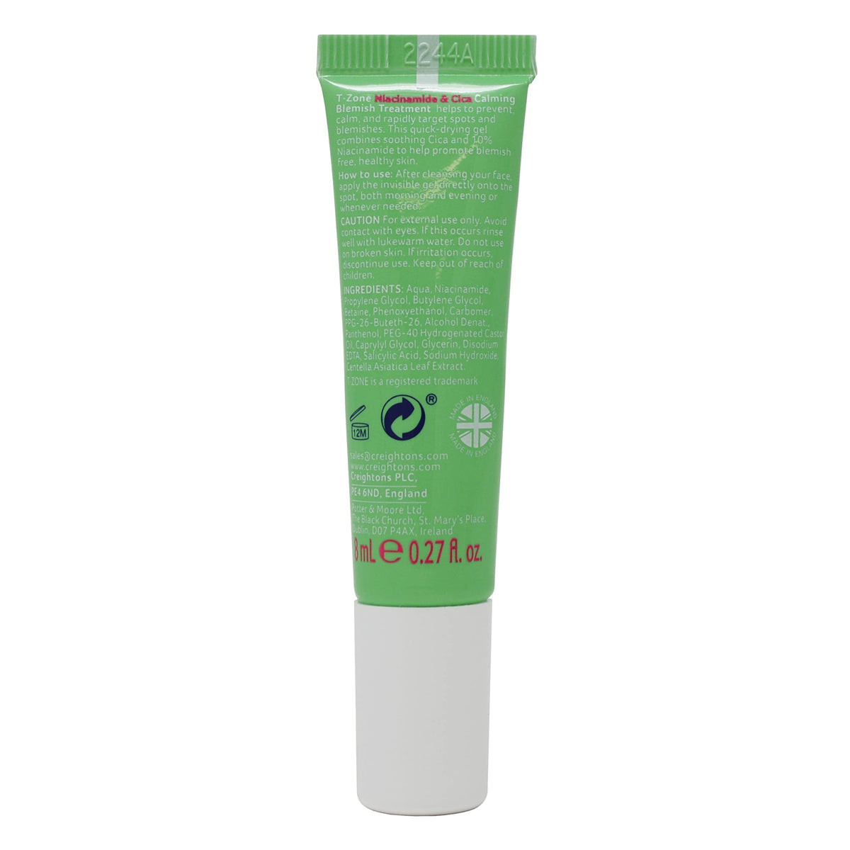 T-Zone Niacinamide & Cica Calming Blemish Treatment (8ml) - Calms & Soothes. Helps Reduce Blemishes. With 10% Niacinamide