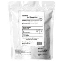 UKHealthHouse Zinc Citrate - 15mg x 30 - High Strength - Healthy Hair, Skin, Nails, Vision & Hormone Balance - Vegetarian & Vegan - General Health