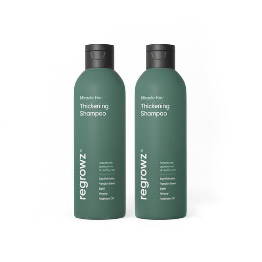 Regrowz Organic Hair Thickening Shampoo with Biotin & Rosemary Oil - 225ml - Pack of 2 - Natural Anti Hair Loss Treatment - Suitable for Men & Women
