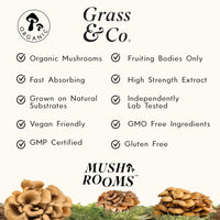 Grass & Co. Relax - 15,000mg Maitake Mushrooms with Ashwagandha | Anti-inflammatory & Immune Support Supplement | Non-GMO, Gluten-Free & Additive Free | 60 Vegan Capsules | 30 Days