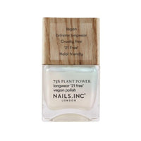 Nails Inc Plant Power Nail Polish, Glowing Somewhere, White Shimmer, 73% Plant-Based, Long Wearing, Quick Dry, High Shine Gel Like Finish, 21-Free, Vegan & Cruelty Free Nail Polish, 14 ML