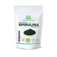 Herbal Magic's Organic Spirulina Powder - Sparkle Your Smoothies, Shakes - Ideal for Trainers on a Vegan, Vegetarian Diet - No Fillers & Preservatives - of&G UK Organic Certified-100g (Pack of 1)