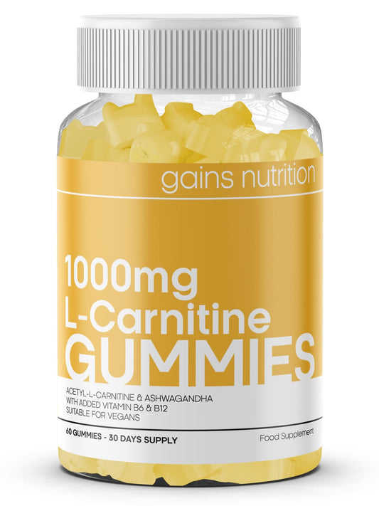 Acetyl L-Carnitine Gummies for Men & Women - 1000mg Acetyl L Carnitine Per Serving with Ashwagandha, Vitamins B6, B12 - Natural Mango Flavoured, Suitable for Vegans
