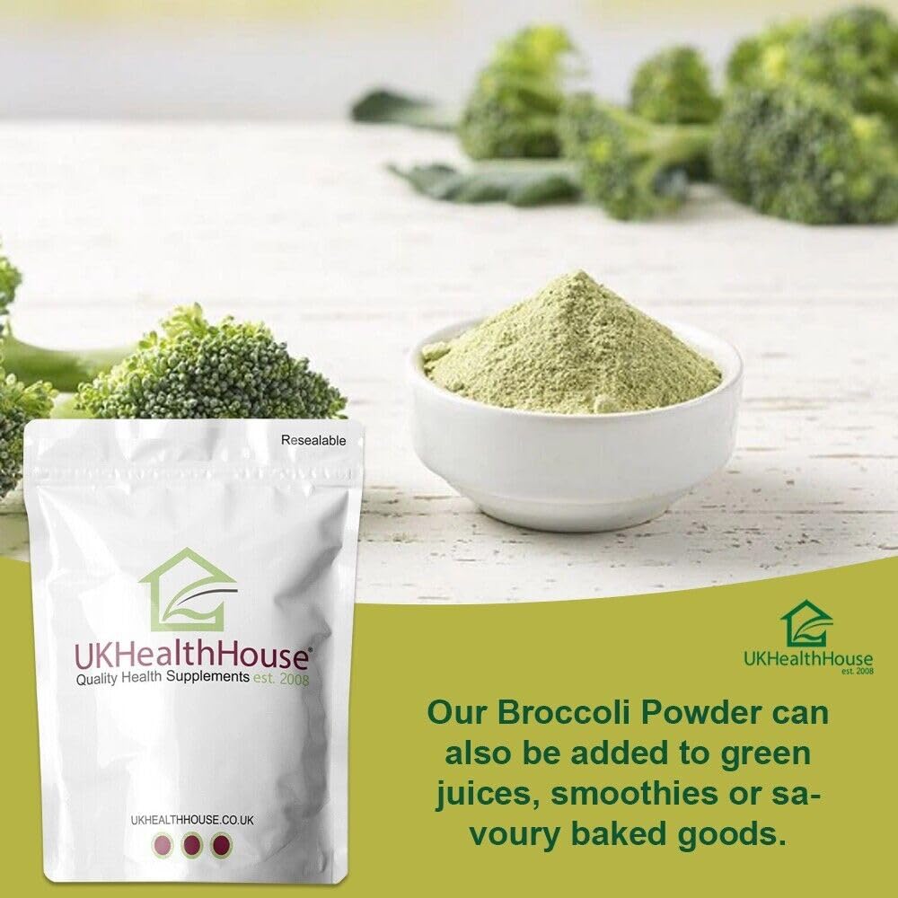UKHealthHouse Broccoli Powder | Contains Activated Sulforaphane Supplement | Potent Antioxidant Content | Whole Broccoli Powder | 100% Natural & Pure (100g)