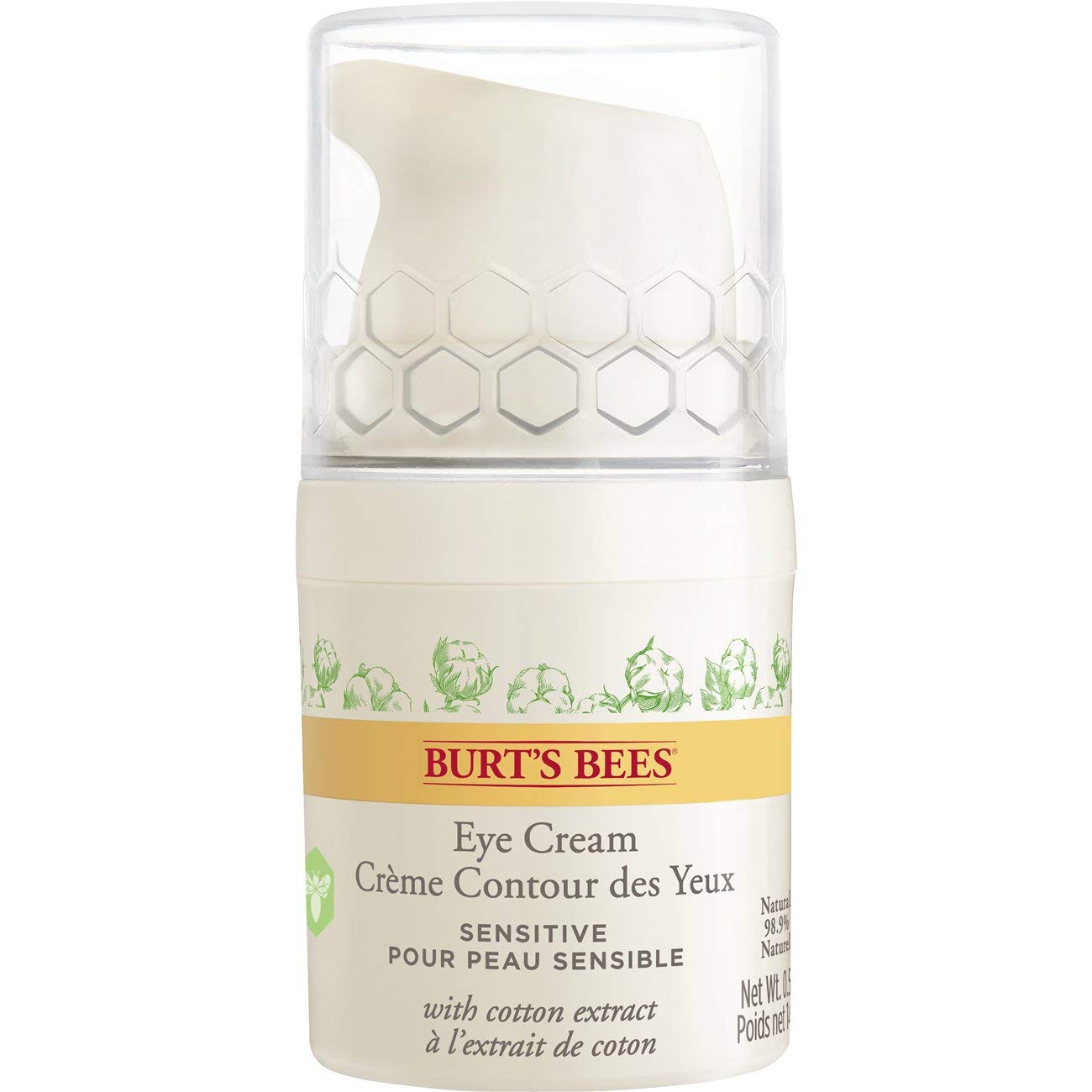 Burt's Bees 98.9% Natural Hydrating Daily Eye Cream Tube, Sensitive Formula, 14.1 g