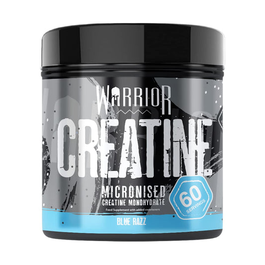 Warrior Creatine Monohydrate Powder – 300g – Micronised for Easy Mixing and Consumption – 100% Pure Creatine – Proven to Improve Physical Performance & Recovery, 60 x 5g Servings, Blue Raspberry