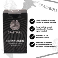 CrazyBull Hair Building Fibre - Long-Lasting, Easy Apply Hair Fibre Concealer for Thinning Hair & Bald Spots - Vegan & Cruelty-Free Hair Thickening Fibre for Men & Women - Crazy Bull, 22g, Blonde