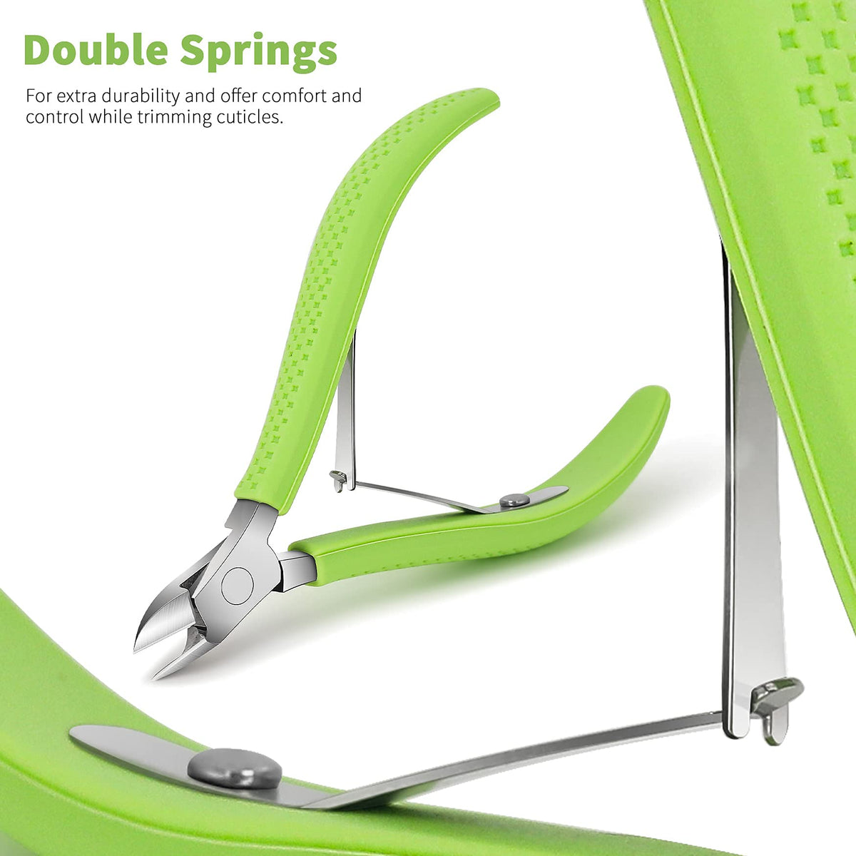 FVION Cuticle Cutters, Stainless Steel Cuticle Remover, Professional Pedicure Manicure Tool - 9mm Green
