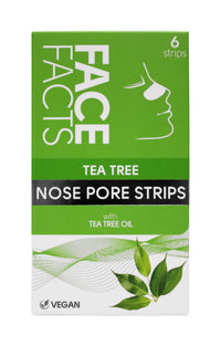 Pretty Face Facts Tea Tree Nose Pore Strips | Draws out impurities & oils, helping eliminate blackheads | 6 strips