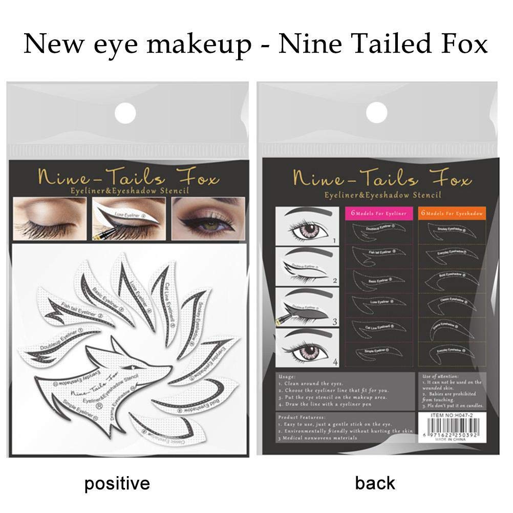 Kagodri Eye Makeup Template Stickers, 24pcs Template Eye Makeup Tools, Nine-tailed Fox Eyeshadow Eyeliner Makeup Tools