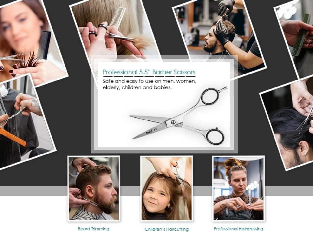 Tecto 5.5“ Professional Hair Scissors - Hair Cutting Shears- Barber Scissor- Premium Stainless Steel Sharp Hairdressing Scissors for Barber, Children, Men, and Women Cutting,for Home & Salon