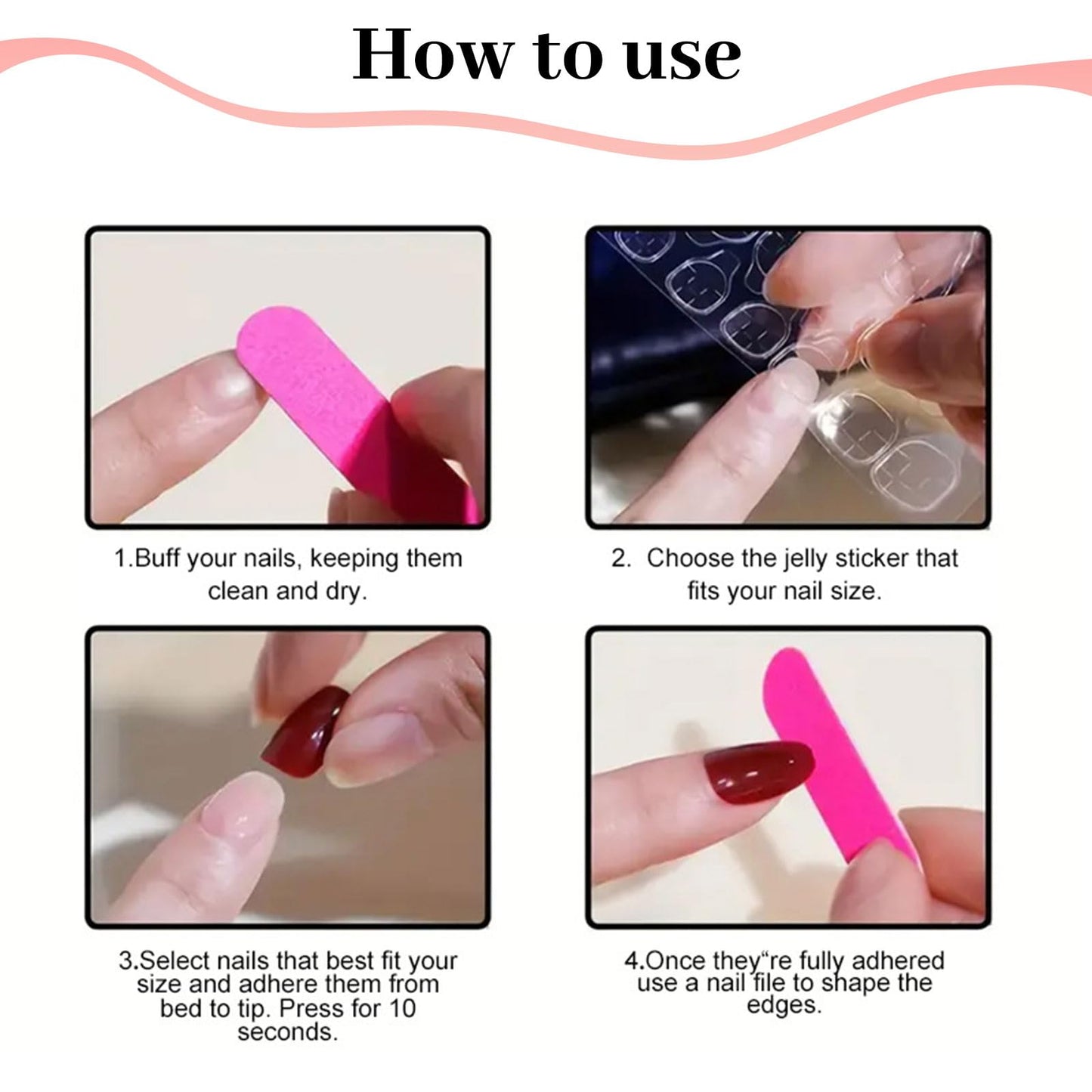 LunarCharm 24 Pieces White French Tip Press-on Nails, Short Square Artificial Nails, Pink Glue-on Nails, Full Coverage, Acrylic Artificial Nails, Reusable