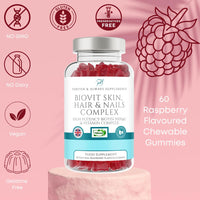 Forever & Always Supplements Biotin Hair Skin & Nails Gummies, 60 Vegan Raspberry Flavoured Biotin Hair Growth Gummies, high Strength 5000μg Hair Vitamins & Minerals, Nail & Skin Supplement