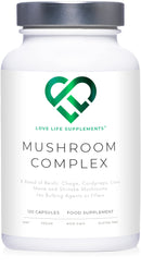 Mushroom Complex by LLS | Contains 1000mg Reishi, Chaga, Cordyceps, Lions Mane and Shiitake Mushrooms | 120 Capsules - 2 Month Supply | No Fillers | Vegan | Love Life Supplements