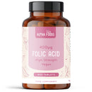 Folic Acid 400 mcg | 400 Vegan Vitamin B9 Tablets | Over 1 Year Supply | Pregnancy Care | Immune System & Growth of Maternal Tissue During Pregnancy | Alpha Foods