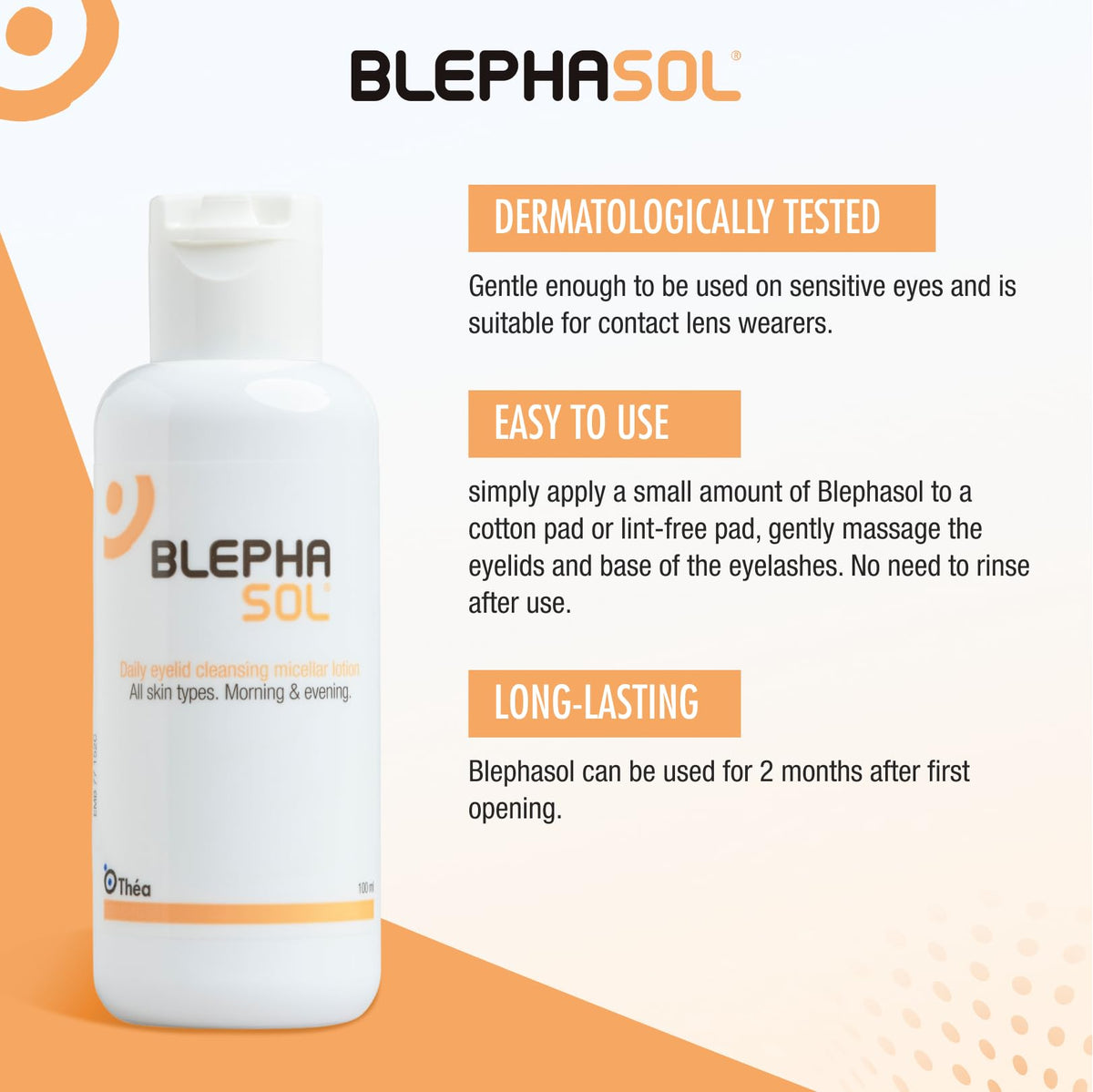 THEA PHARMA Blephasol Micellar Eyelid Cleansing Lotion | Gentle Removal of Dirt & Makeup | Suitable for Sensitive Skin/Eyelids | Perfume & Alcohol-Free | 2 PACK | 2 x 100 ml Bottle