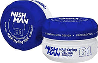 Nishman Hair Styling Wax for Men, B1 GumGum, Gummy Wax 150 ml | Edge Control | Ultra High Strong Hold | Hair Clay Aqua Wax (1 Pack)