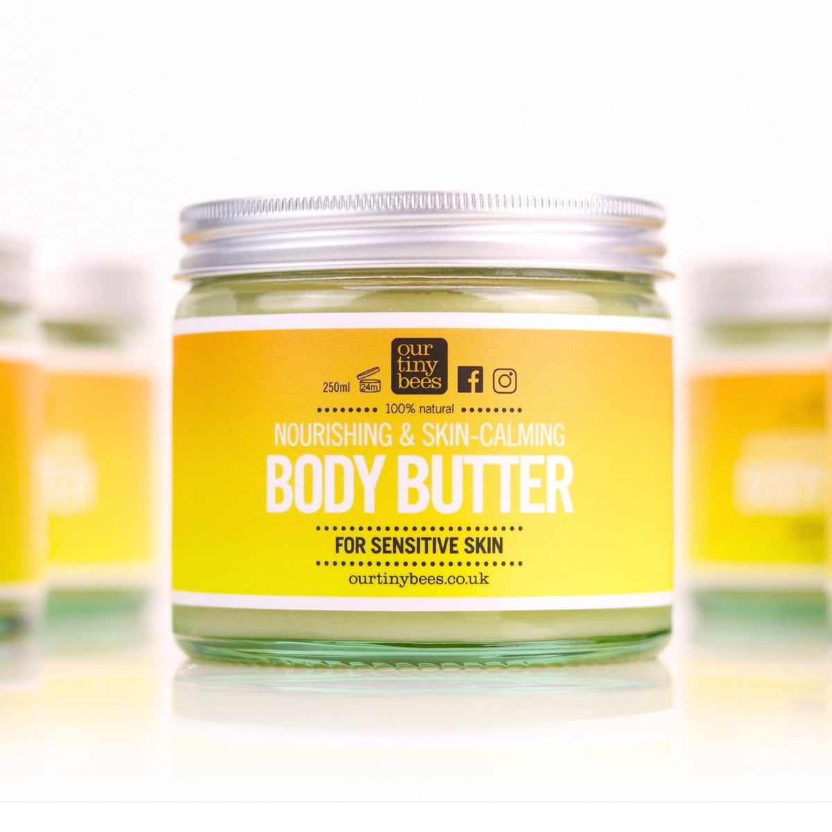 Our Tiny Bees Unscented Body Butter | 100% Natural | Jojoba-Rich for Deep Hydration & Soft Skin | Nourishing skin softening, for prevention and healing of Eczema 250ml. (Unscented)